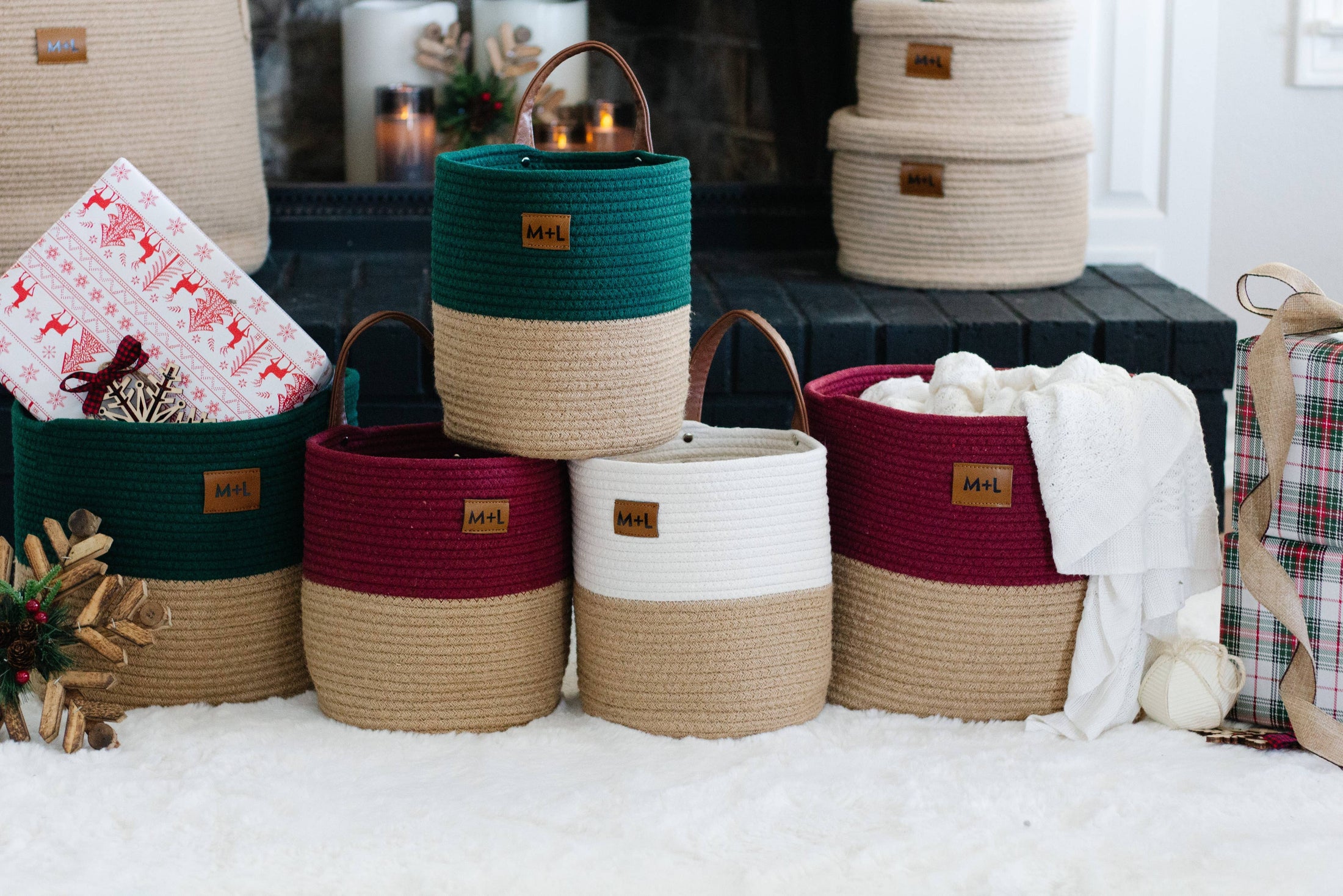 Maple and Lark Bountiful Rope Basket | Limited Edition: Jute + Garnet |