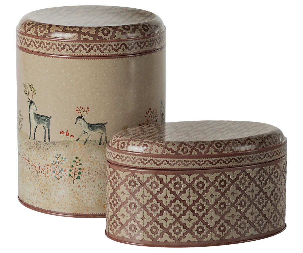 Maileg Metal box, Winter wonderland - 2 pcs set