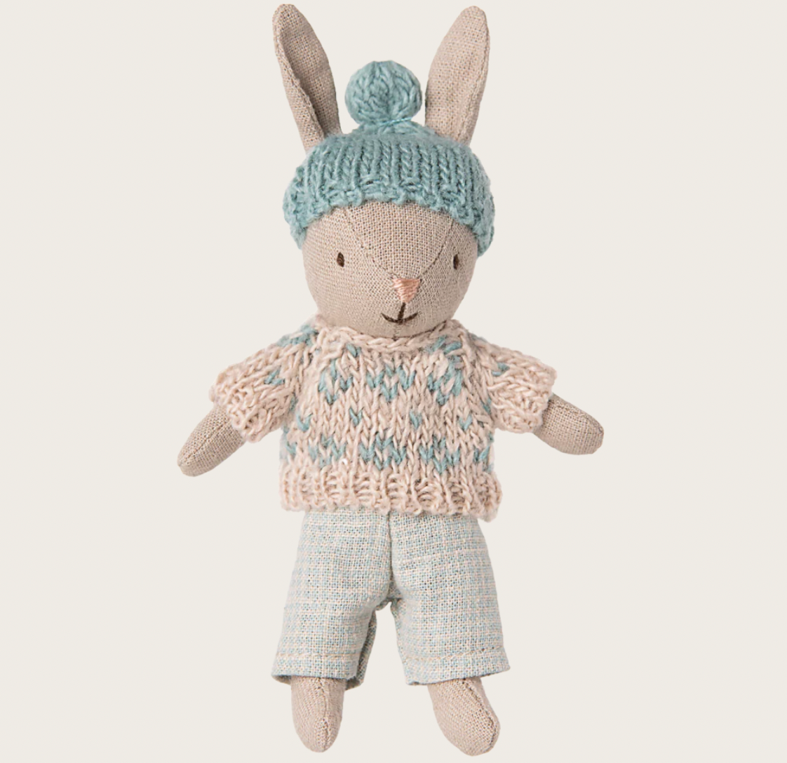 Maileg Winter rabbit, Micro - Sand - Mint