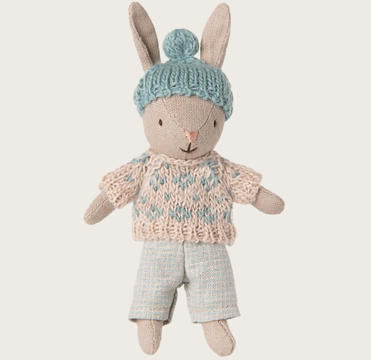 Maileg Winter rabbit, Micro - Sand - Mint