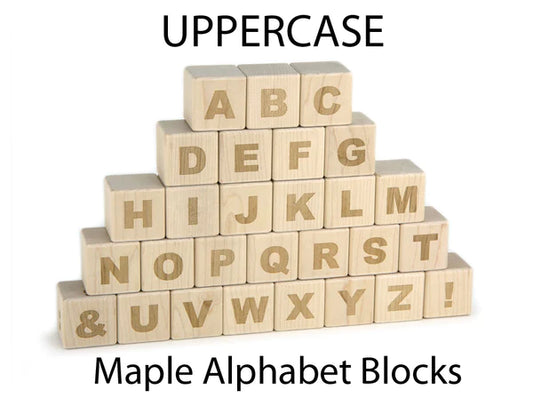 Everwood Friends 28 pc. Uppercase Engraved Alphabet Blocks