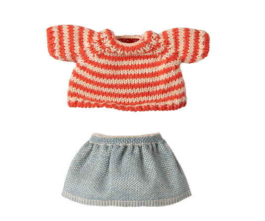 Maileg Knitted sweater and skirt, Big sister mouse