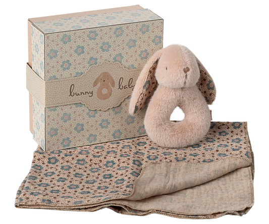 Maileg Rattle Set (Bunny and Rabbit) Mint, Powder, Cream Peach