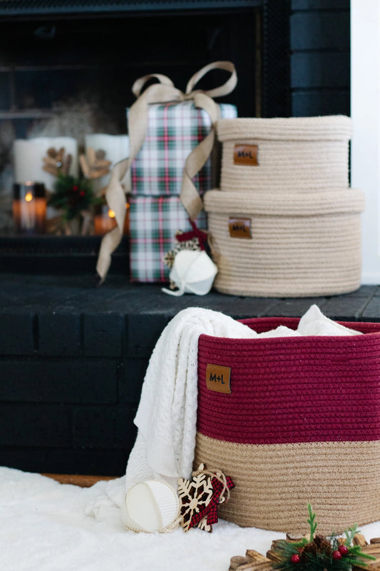 Maple and Lark Bountiful Rope Basket | Limited Edition: Jute + Garnet |