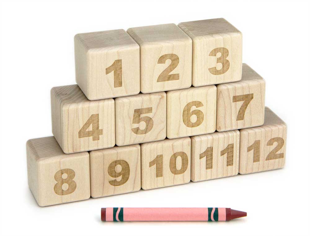 Everwood Friends 12 pc. 1-12 Engraved Maple Number Blocks