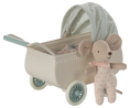 Load image into Gallery viewer, Maileg Pram with baby mouse - Mint