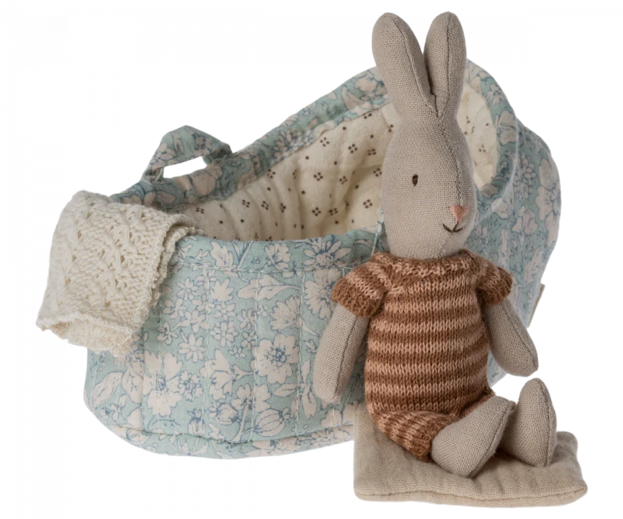 Maileg Rabbit in Carry Cot- Micro