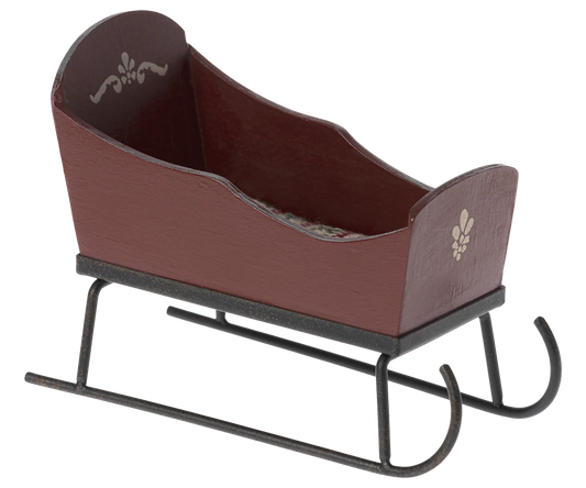 Maileg Mouse Sleigh (Green or Red)