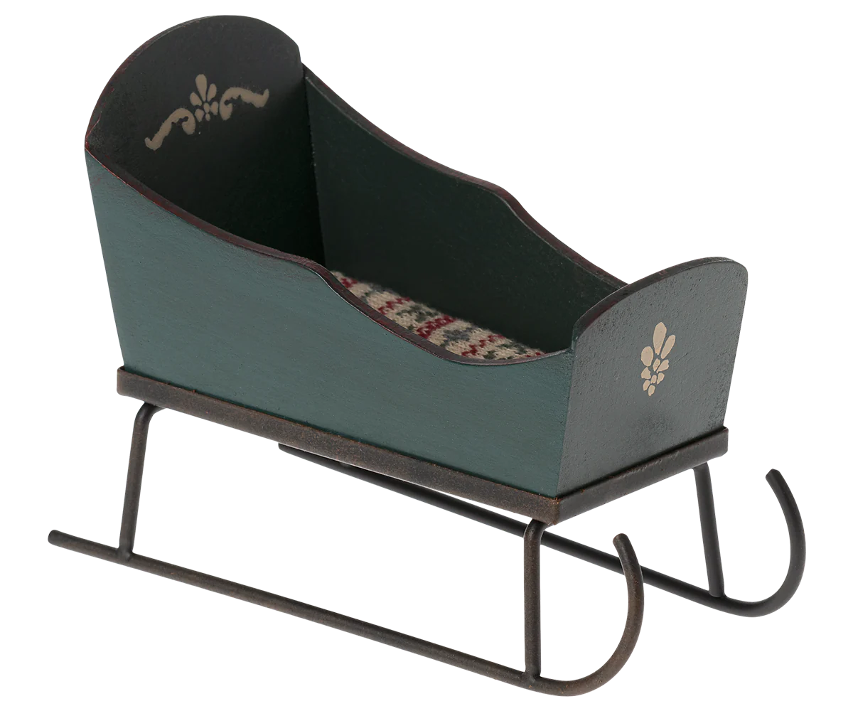 Maileg Mouse Sleigh (Green or Red)