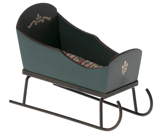 Maileg Mouse Sleigh (Green or Red)