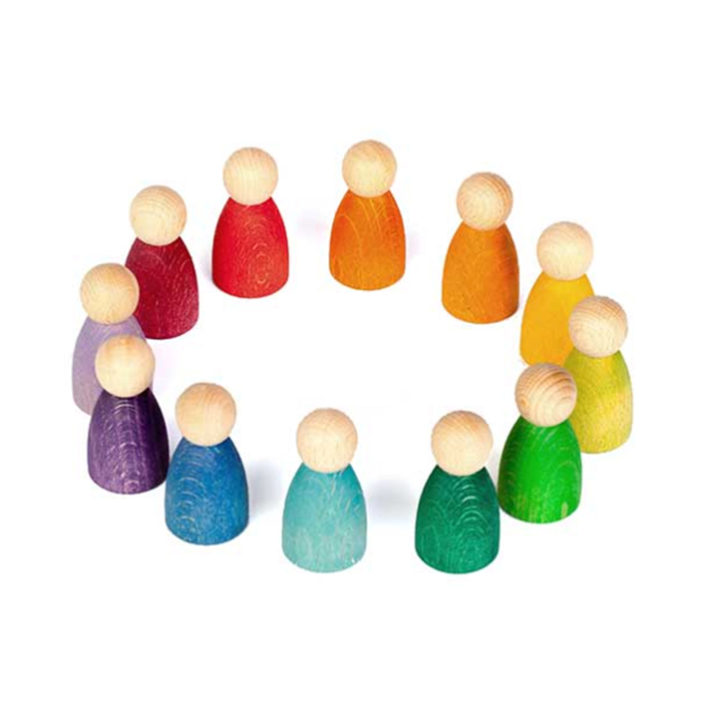 Grapat Twelve (12) Nins European Wooden Peg People Toy