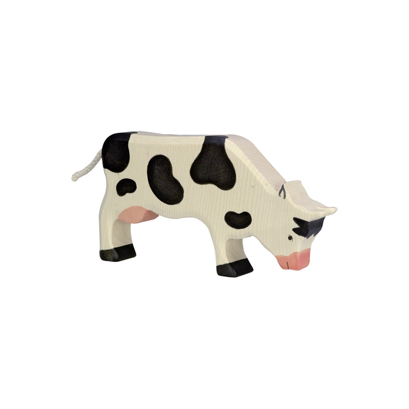 Holztiger Cow Grazing, Black Wooden Farm Animal European Toy