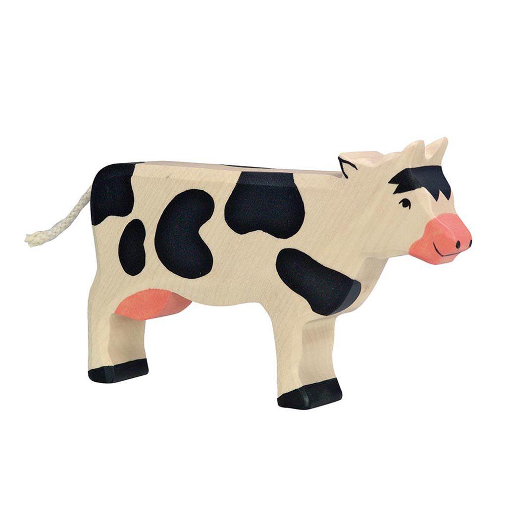 Holztiger Black Cow Standing Wooden European Toy