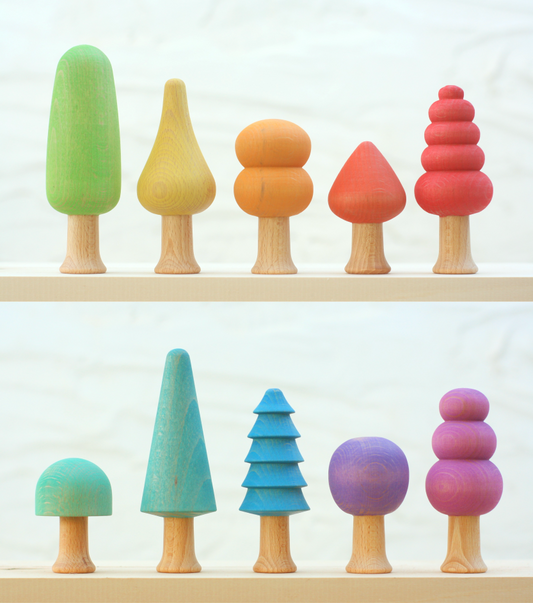 Ocamora 'Bosque' Wooden Forest Trees With 10 Pieces In Rainbow Colors