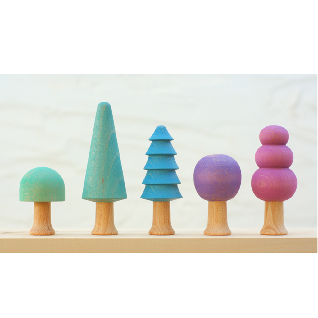 Ocamora Forest Trees In Cold Rainbow Colors European Quality Wooden Toys