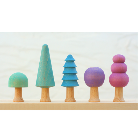 Ocamora Forest Trees In Cold Rainbow Colors European Quality Wooden Toys