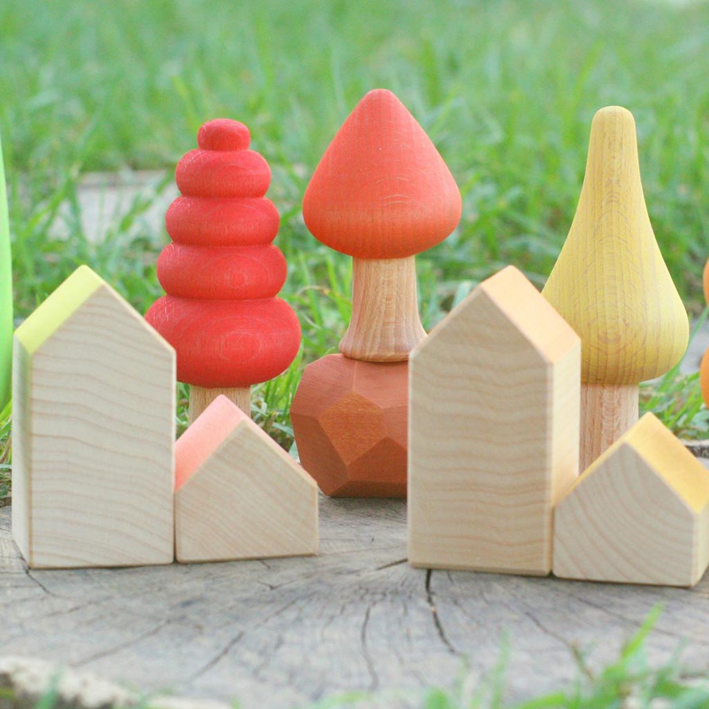 Ocamora Forest Trees In Warm Rainbow Colors Quality European Wooden Toys