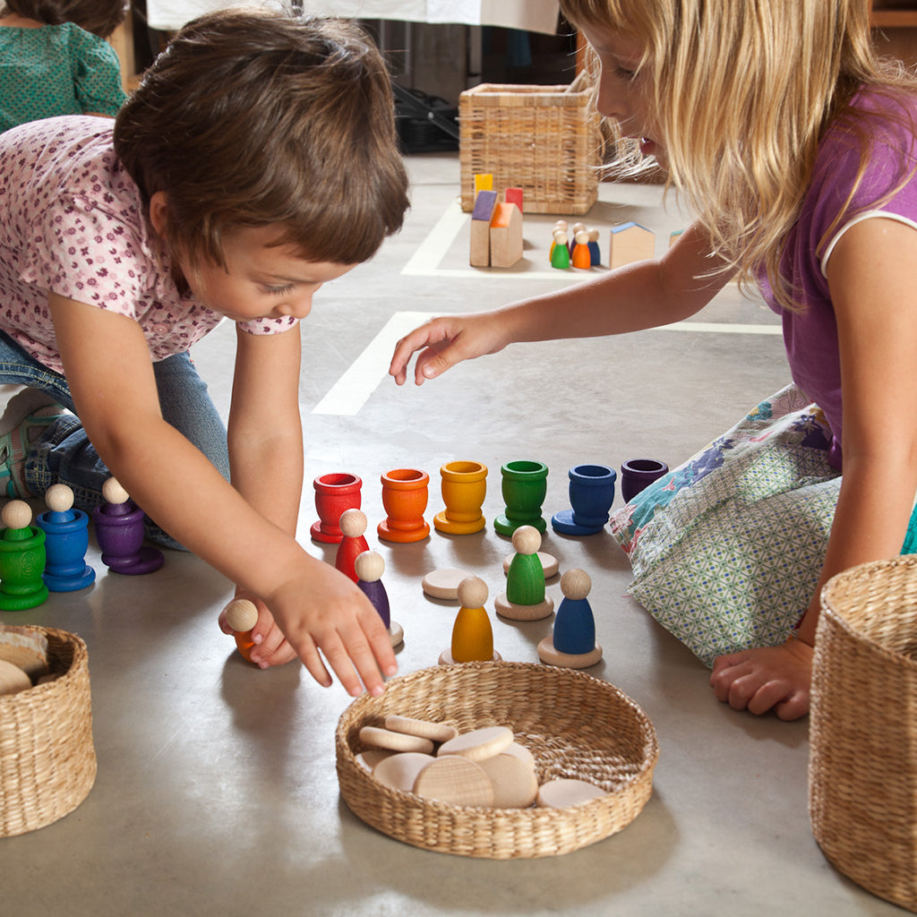 Grapat Nins, Mates, & Coins In Rainbow Colors European Wood Toy