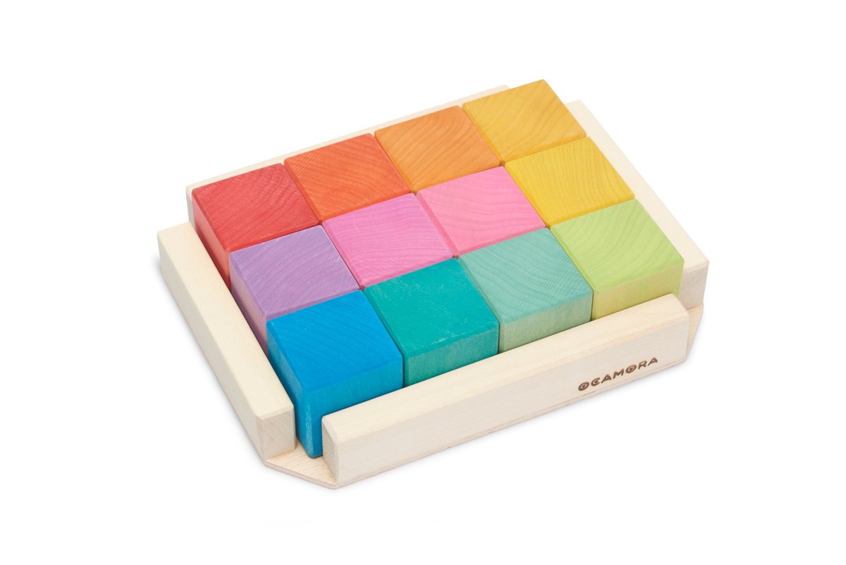 Ocamora Wooden Rainbow Cubes Block Set