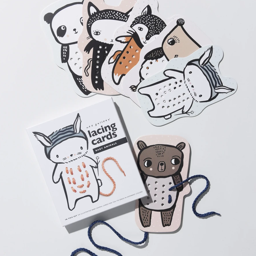 Wee Gallery Lacing Cards - Baby Animals