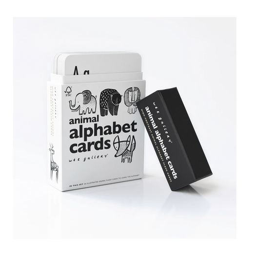 Wee Gallery Animal Alphabet Cards Black And White With Letters