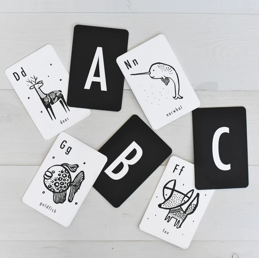 Wee Gallery Animal Alphabet Cards Black And White With Letters