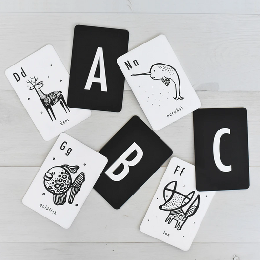 Wee Gallery Animal Alphabet Cards Black And White With Letters