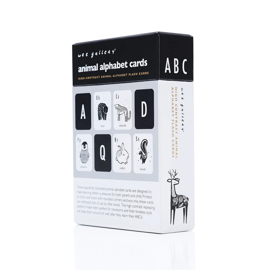 Wee Gallery Animal Alphabet Cards Black And White With Letters