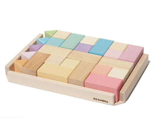 Ocamora Wooden Construction Blocks Rainbow (PASTEL)