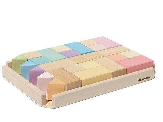 Ocamora Wooden Construction Blocks Rainbow (PASTEL)
