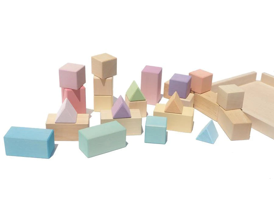 Ocamora Wooden Construction Blocks Rainbow (PASTEL)