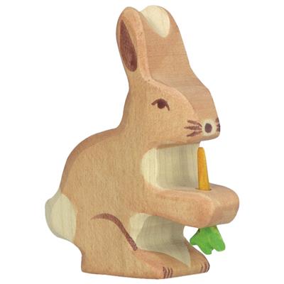 Holztiger Hare with Carrot Wooden European Toy