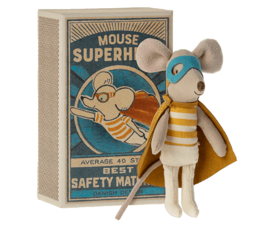 Maileg Superhero Mouse Little Brother In Matchbox