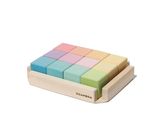 Ocamora Wooden Rainbow Cubes Block Set (Pastel)