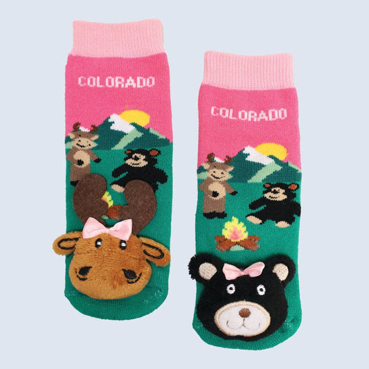 Messy Moose Socks - Baby Socks Colorado Campfire Pink: Pink / Baby