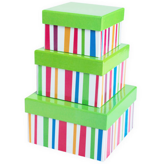 Bospak - Set of 3 Spring Striped Paperboard box
