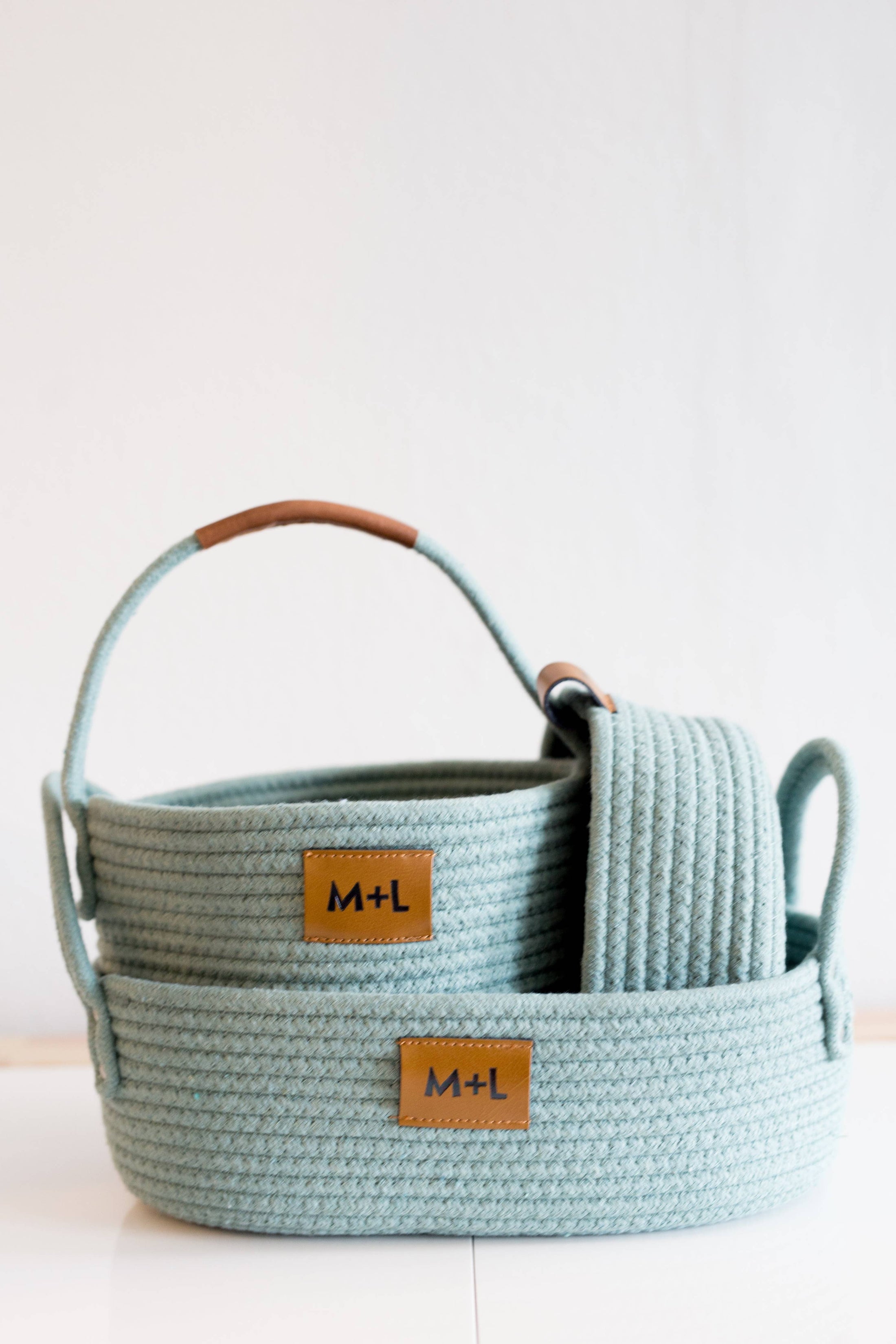Maple and Lark Gather Rope Basket: Heathered Gray