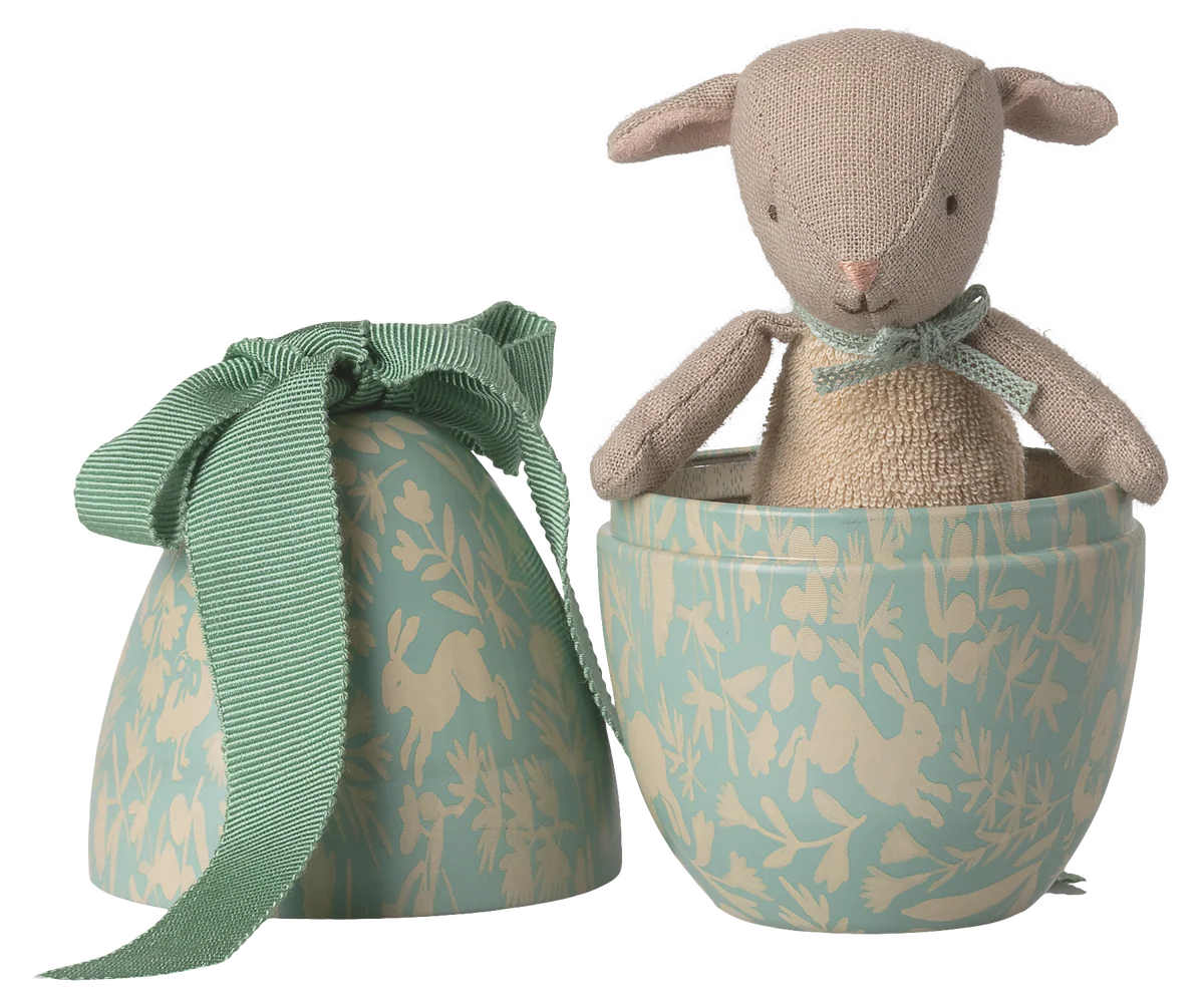 Preorder Maileg Easter egg with micro lamb, Small - Dusty mint or Powder (Expected Delivery: 2.15.26)