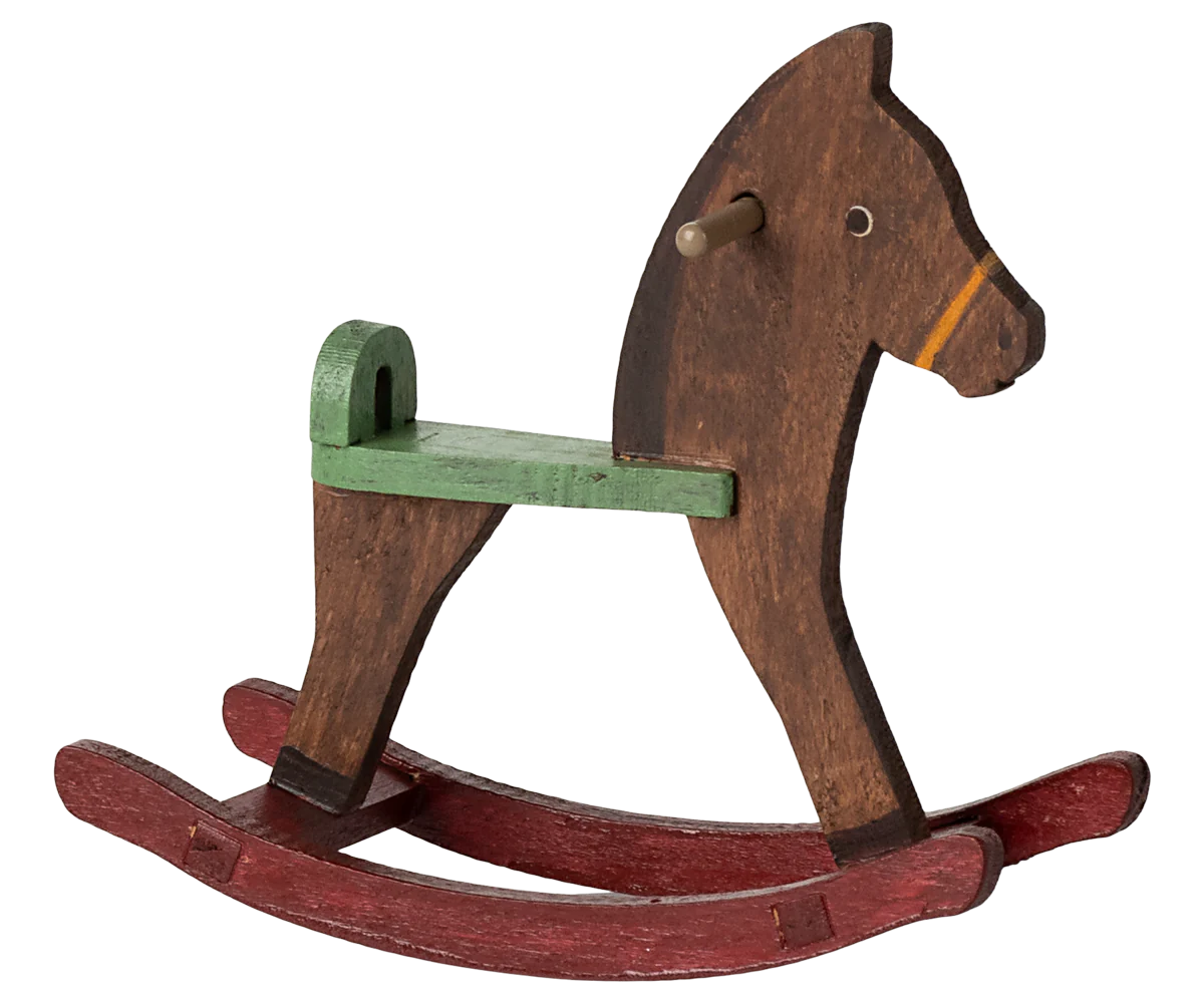 Maileg Rocking horse, Mouse - Dark brown or Spotted