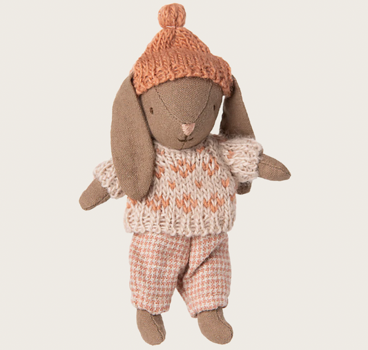 Maileg Winter bunny, Micro - Brown - Rose