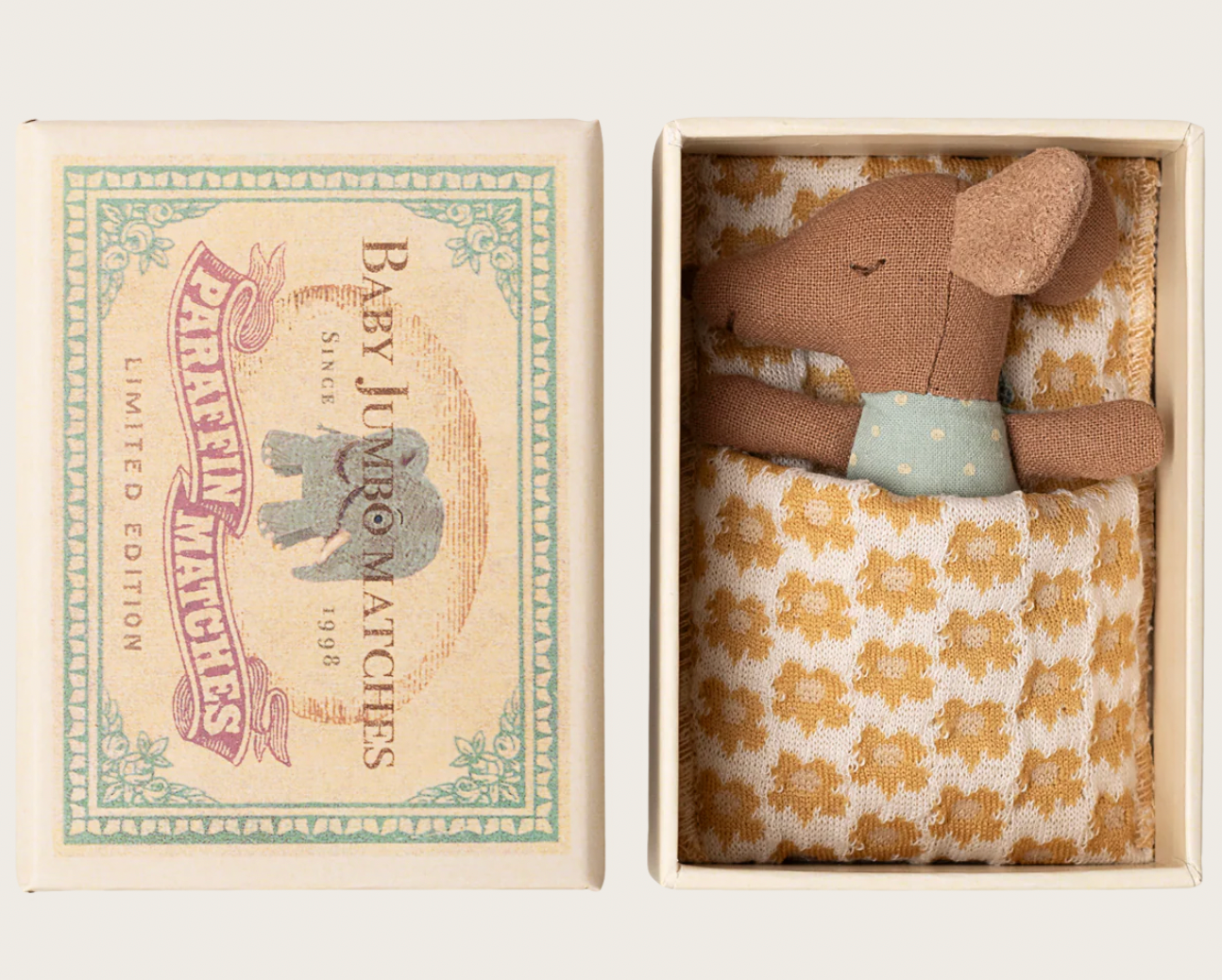 Maileg Sleepy wakey baby mouse in matchbox - Rose or Blue