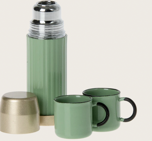 Maileg Thermos and Cups, Mouse (Mint or Soft Coral)
