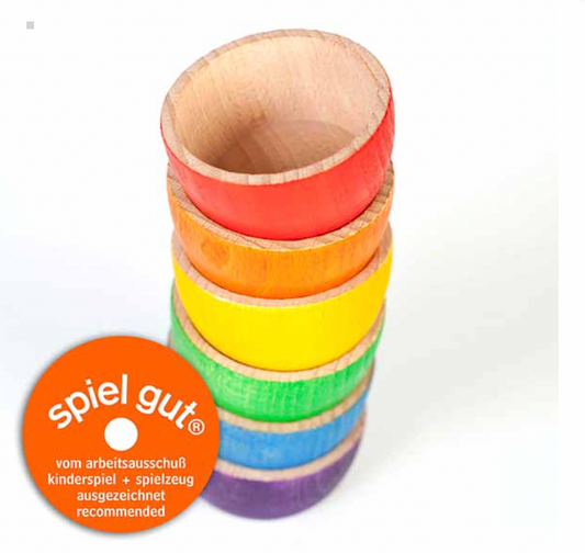 Grapat Six Wooden Bowls In Rainbow Colors European Wooden Toy For Montessori Sorting