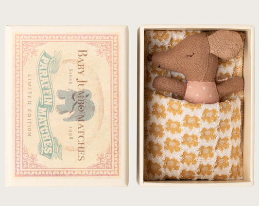 Maileg Sleepy wakey baby mouse in matchbox - Rose or Blue