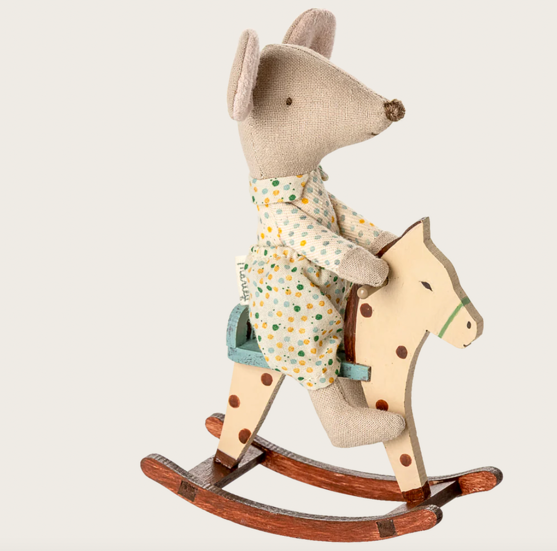 Maileg Rocking horse, Mouse - Dark brown or Spotted