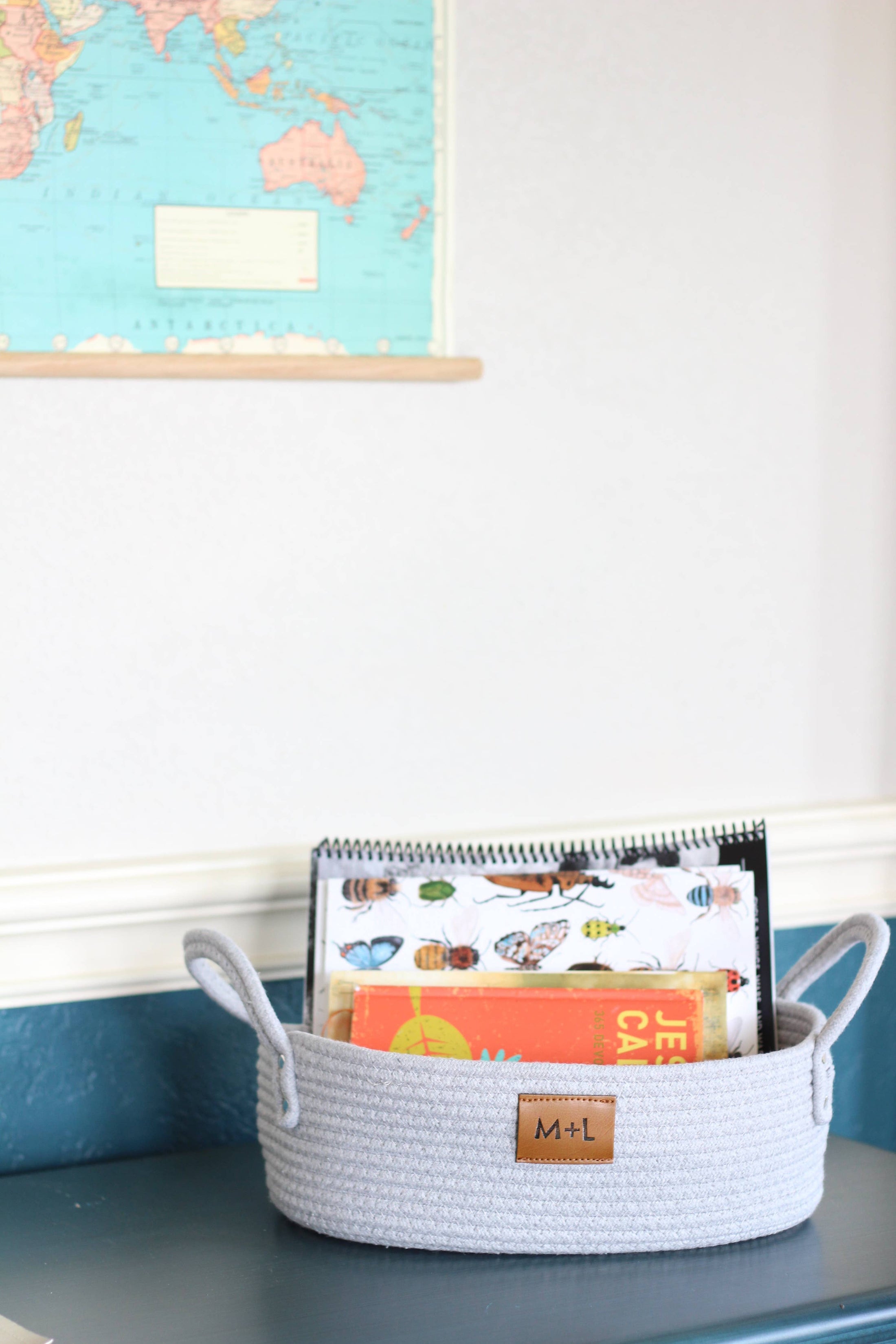 Maple and Lark Gather Rope Basket: Heathered Gray