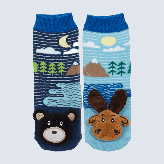 Messy Moose Socks - Baby Socks Moose and Black Bear: Blue / Baby