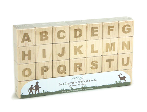 Everwood Friends 28 pc. Uppercase Engraved Alphabet Blocks