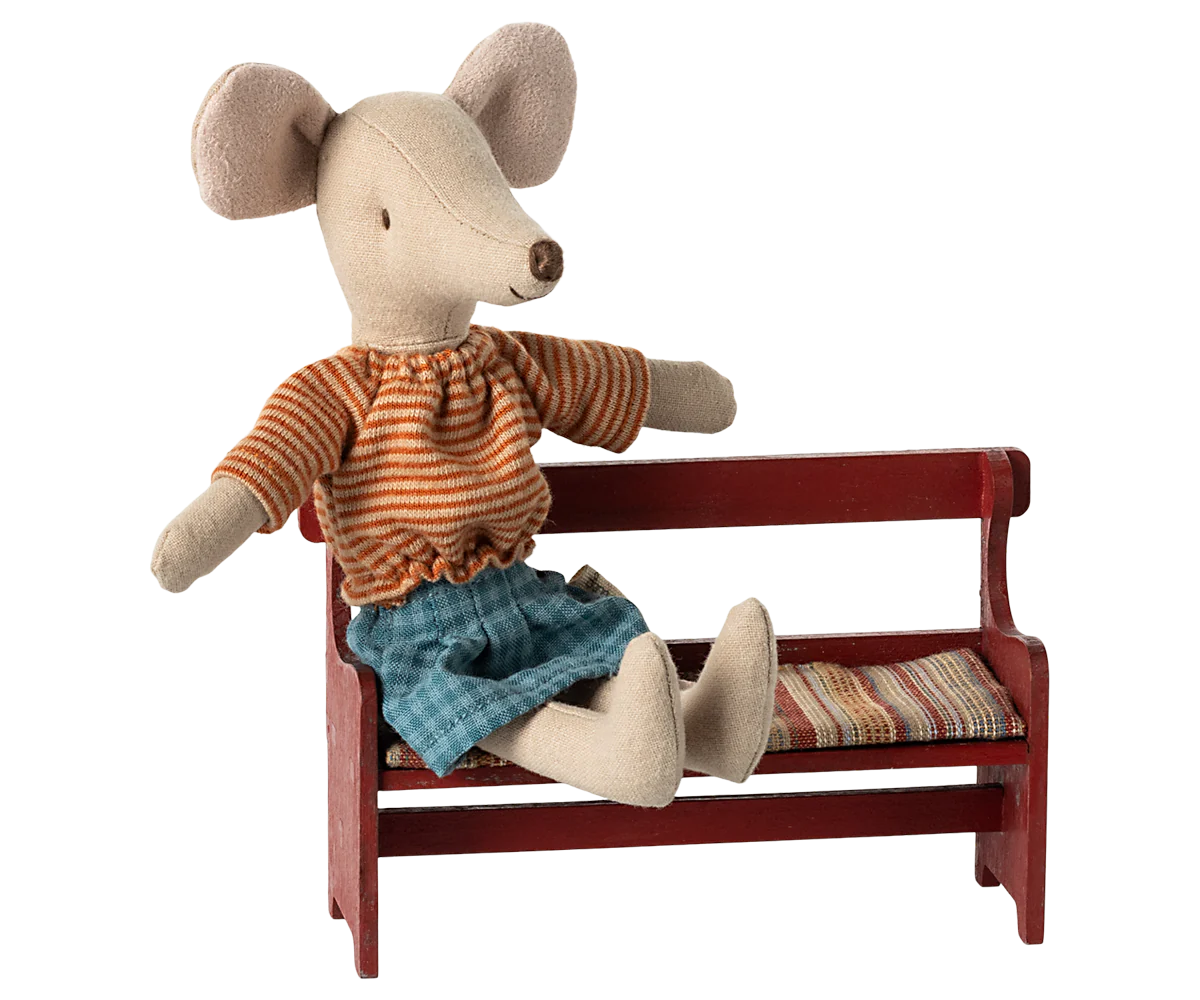 Maileg Bench, Mouse Red