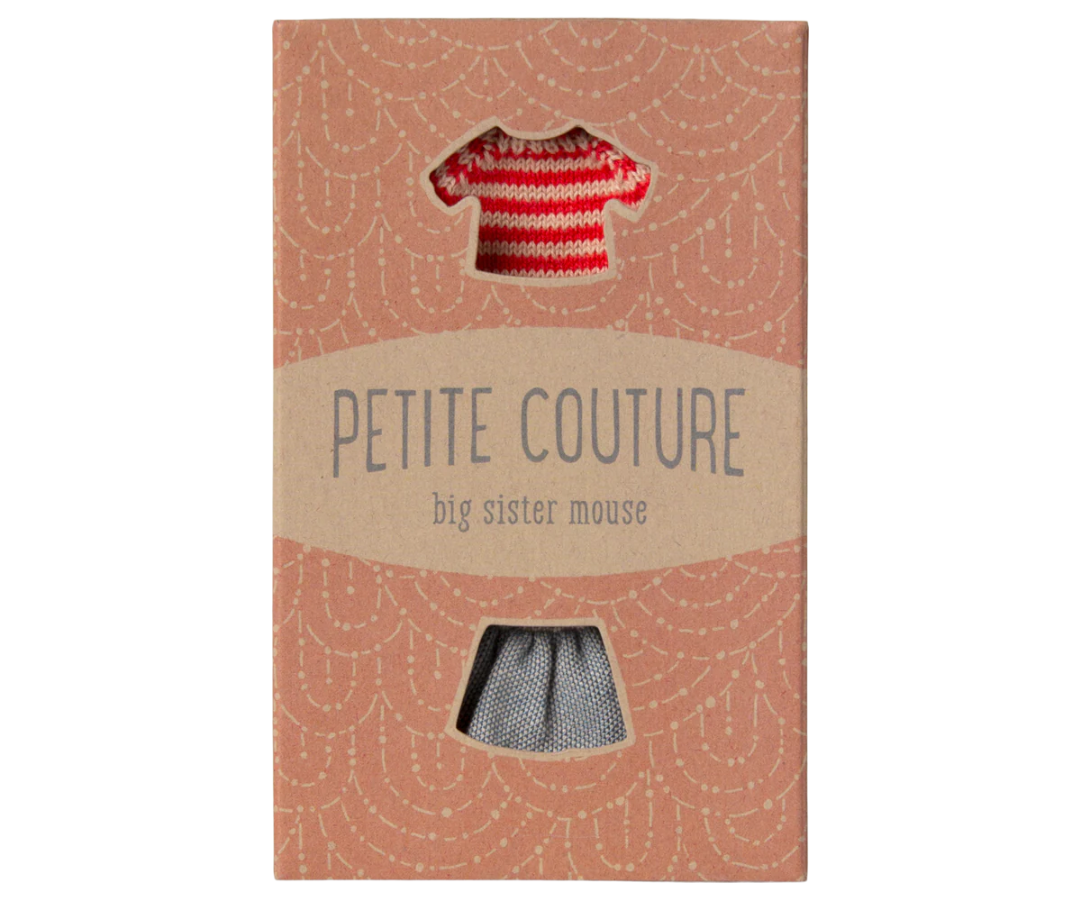 Maileg Knitted sweater and skirt, Big sister mouse